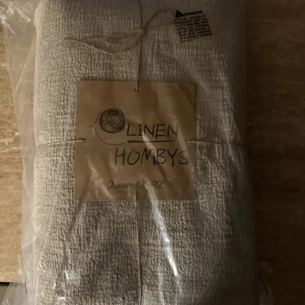 HOMBYS 100% Pure Flax Linen Blanket Queen Size 88